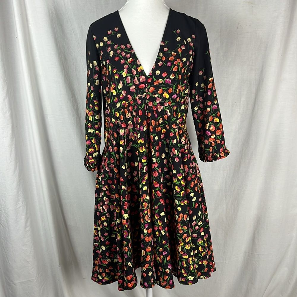 Black and Floral Uncle Frank Anthropologie Midi Sundress